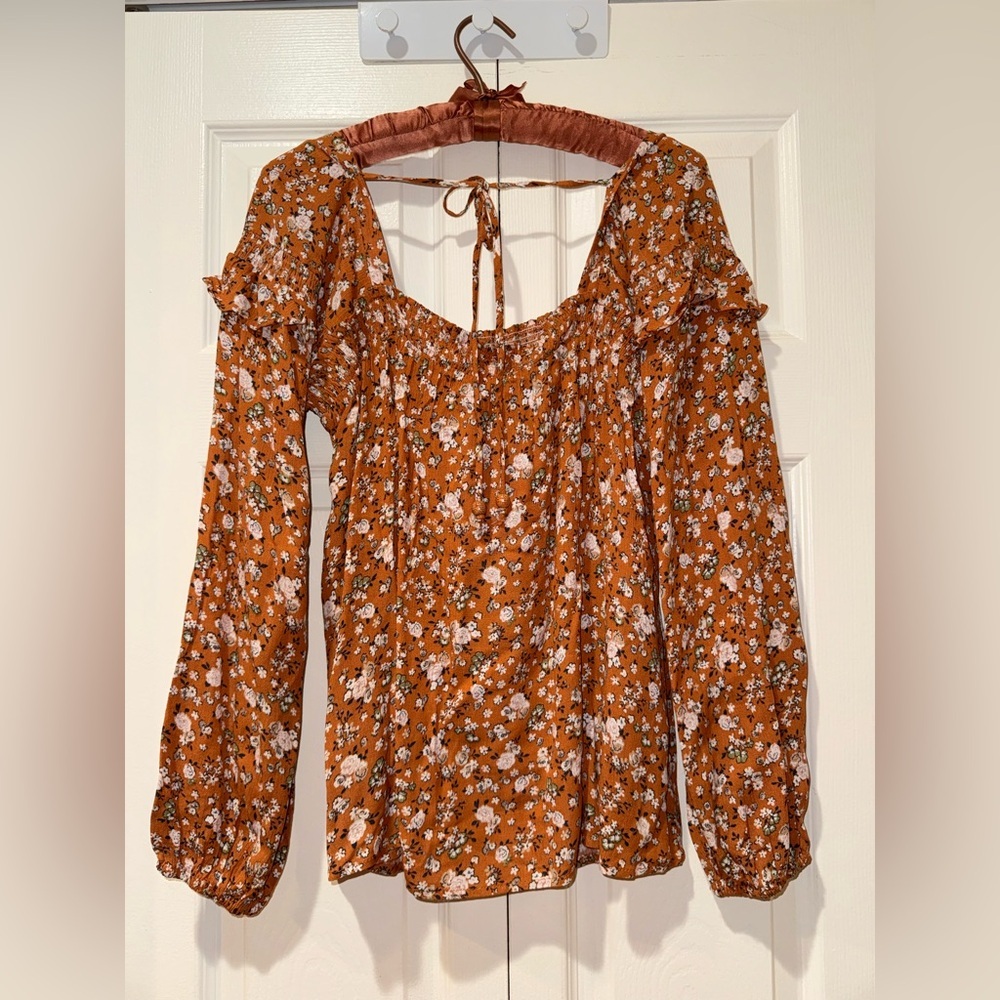 Easel Los Angeles Boho Floral Flowy Top – Oversized Small